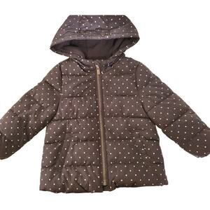 Size 2T OLD NAVY Toddler Puffer Charcoal Silver Foil Polka Dot Hooded